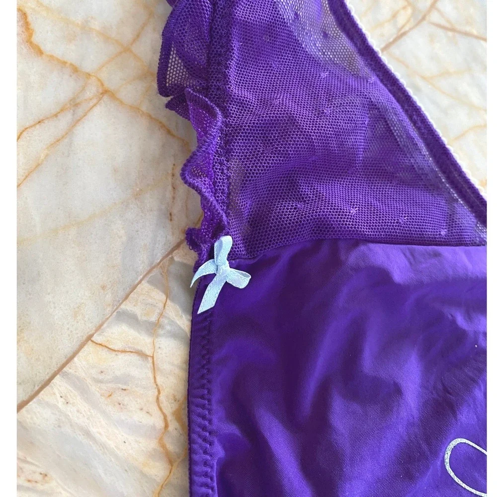 Victorias Secret Purple Shine Like A Star Rhinestone Ruffle Cheekini Panty 2011